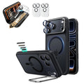 Frosted Black iPhone 18 Pro Max Magsafe Slim Phone Case with Stand pair corning glass screen protector and camera lens protector
