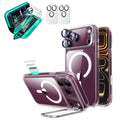 Clear iPhone 18 Pro Max Magsafe Slim Phone Case with Stand pair tempered glass screen protector and camera lens protector