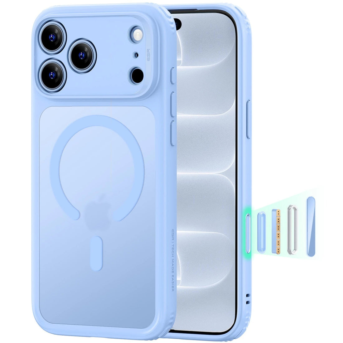 Frosted Misty Blue iPhone 18 Pro Max Magsafe Slim Phone Case 