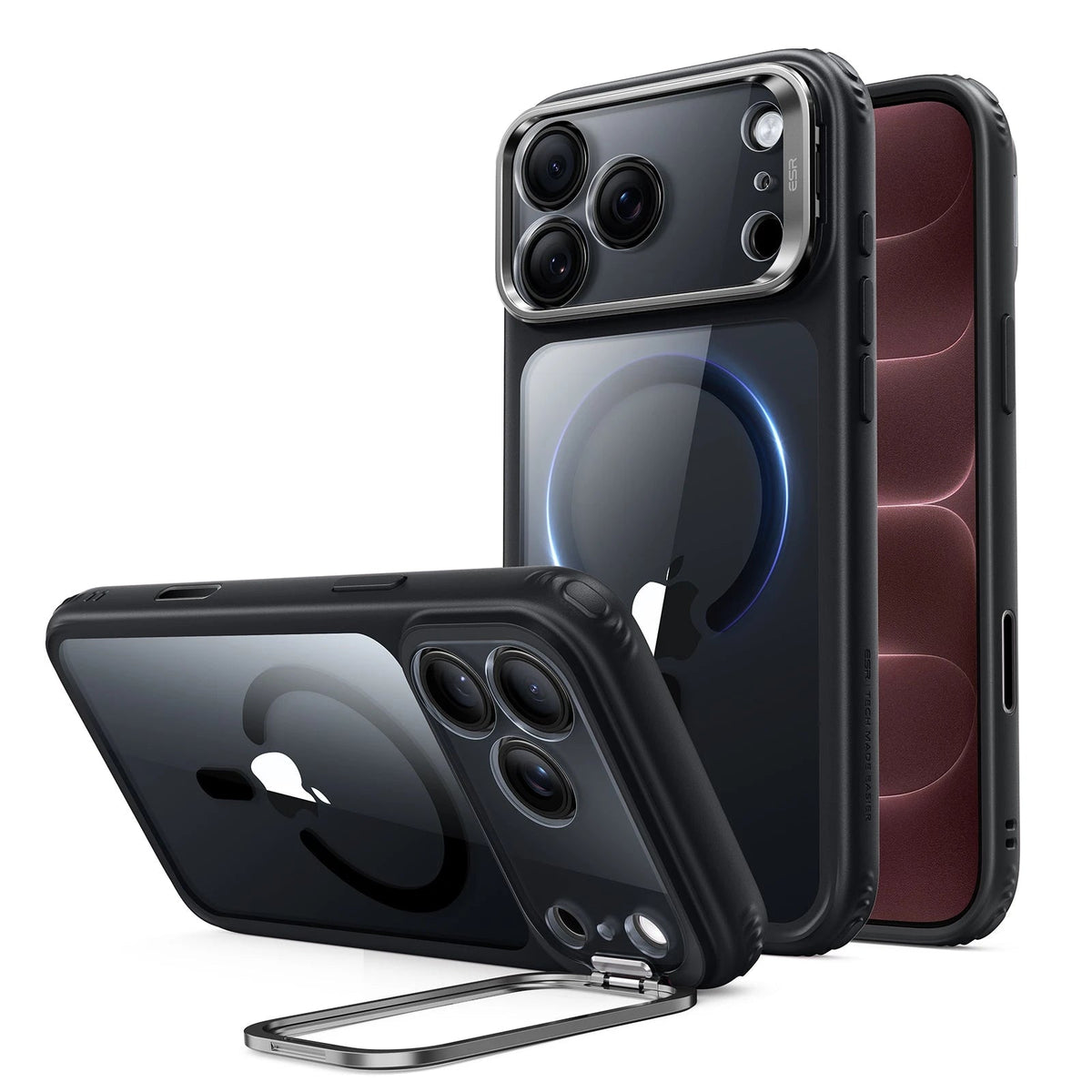 Clear Black iPhone 18 Pro Max Magsafe Slim Phone Case with Stand