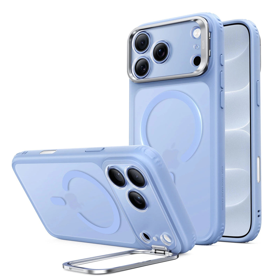 Frosted Misty Blue iPhone 18 Pro Max Magsafe Slim Phone Case with Stand