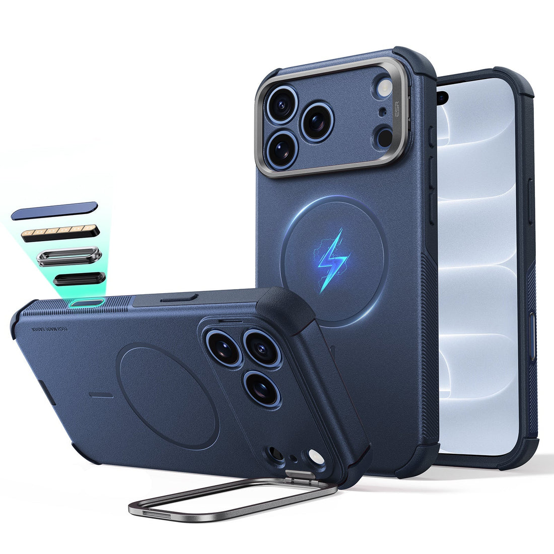 Navy blue iPhone 18 Pro Max Tough Phone Case Magsafe with Stand