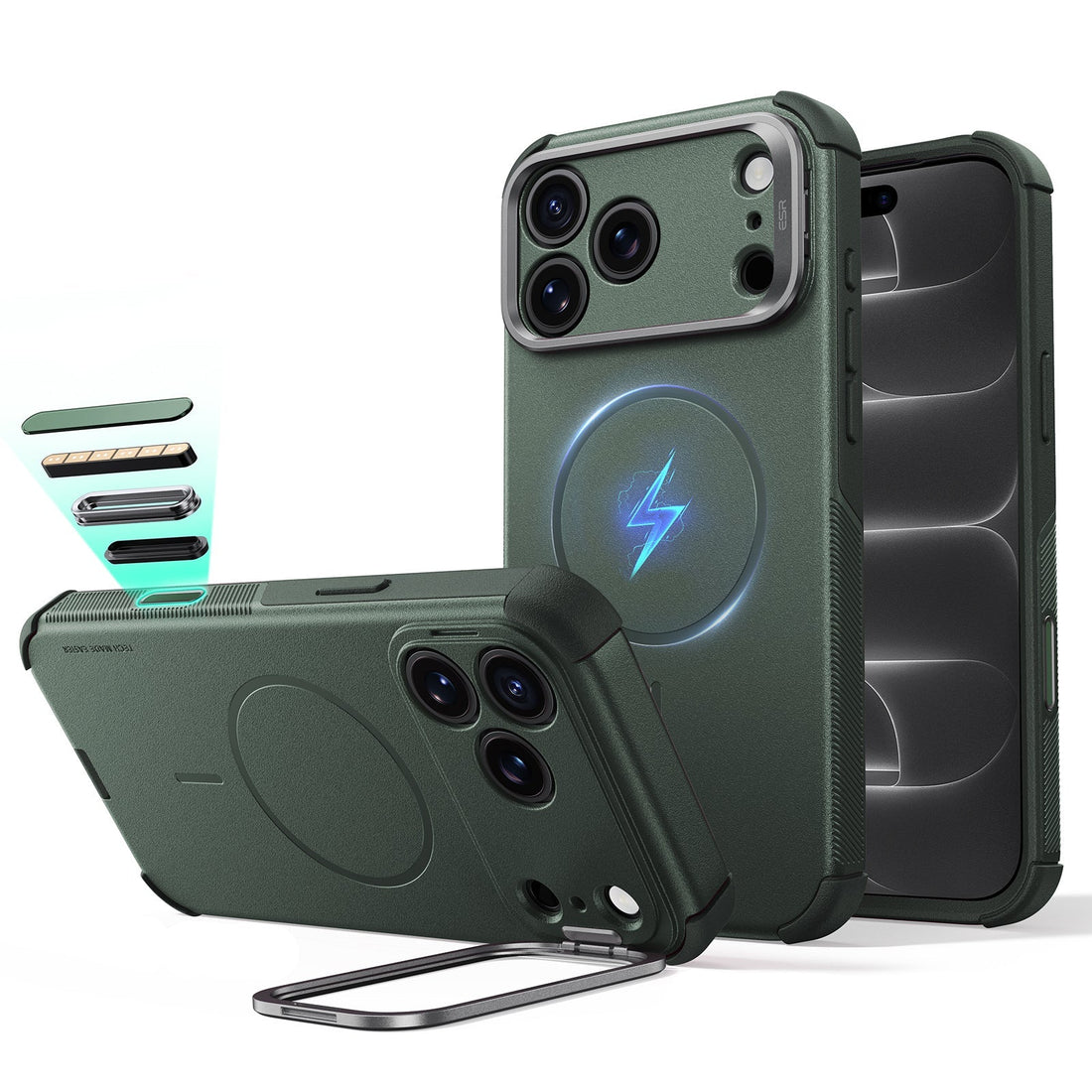 Green iPhone 18 Pro Max Tough Phone Case Magsafe with Stand