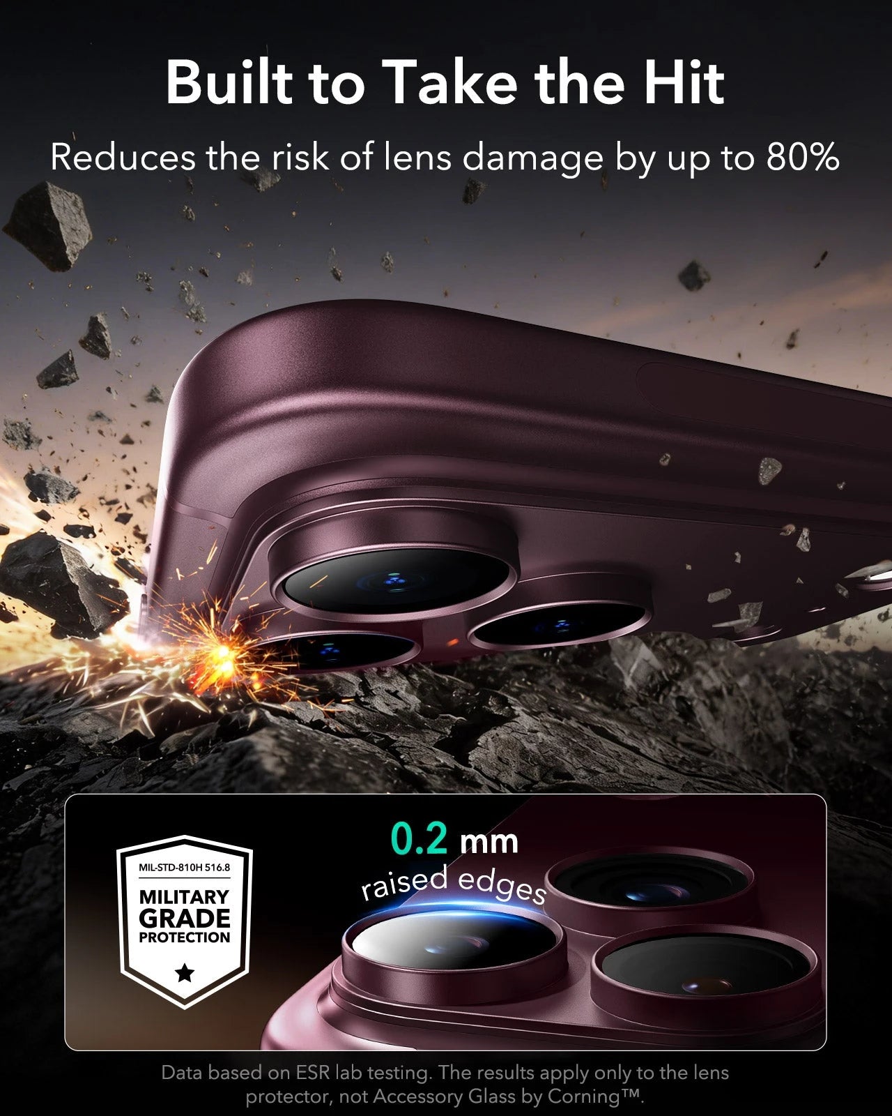 ESR Deep Burgundy iPhone 18 Pro Corning Glass Camera Lens Protector Built to Take the Hit