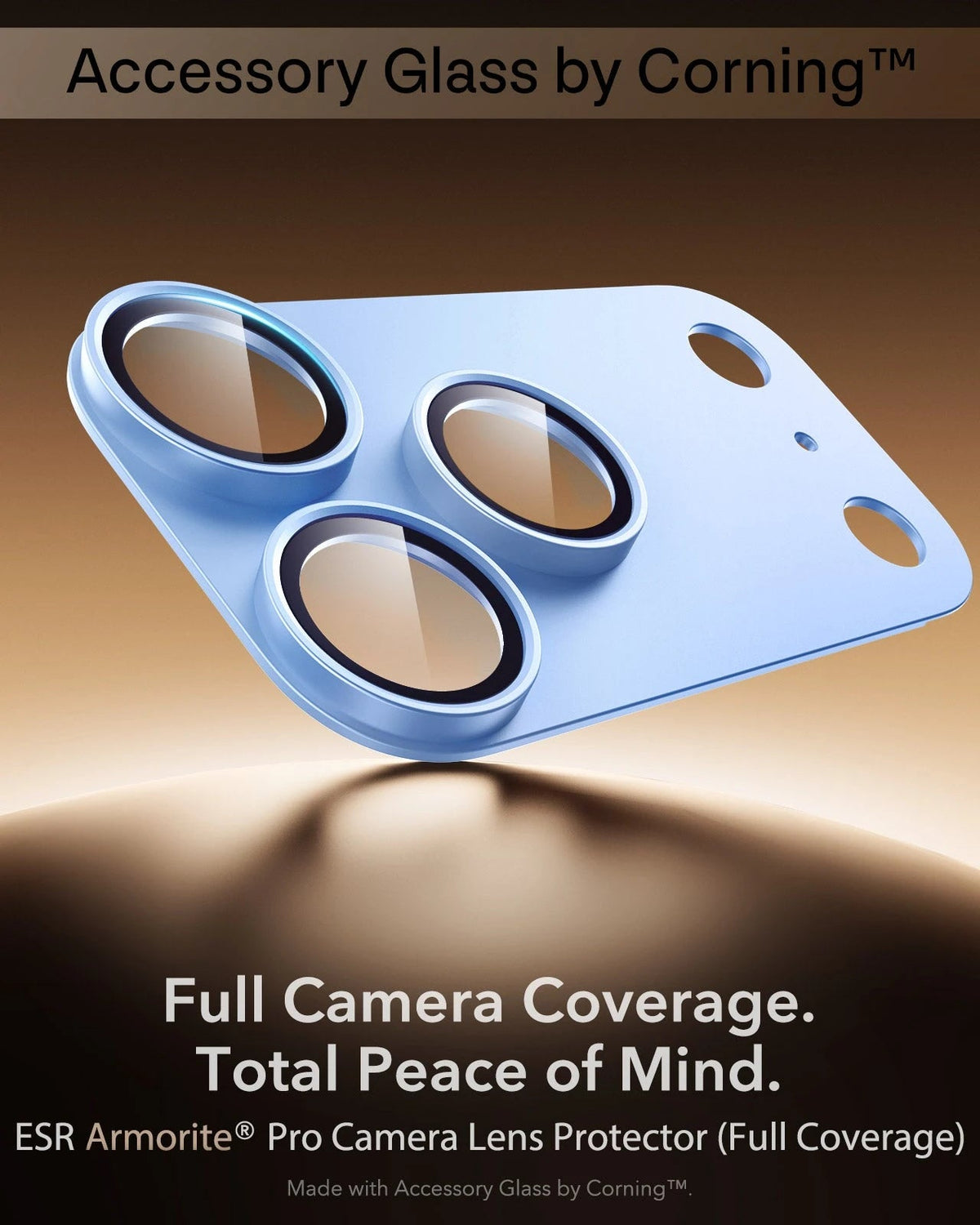 ESR Misty Blue iPhone 18 Pro Corning Glass Camera Lens Protector Full Camera Coverage.  Total Peace of Mind.