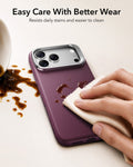 ESR Deep Burgundy Leather iPhone 18 Pro Magsafe Case with Stand Easy Care With Better Wear