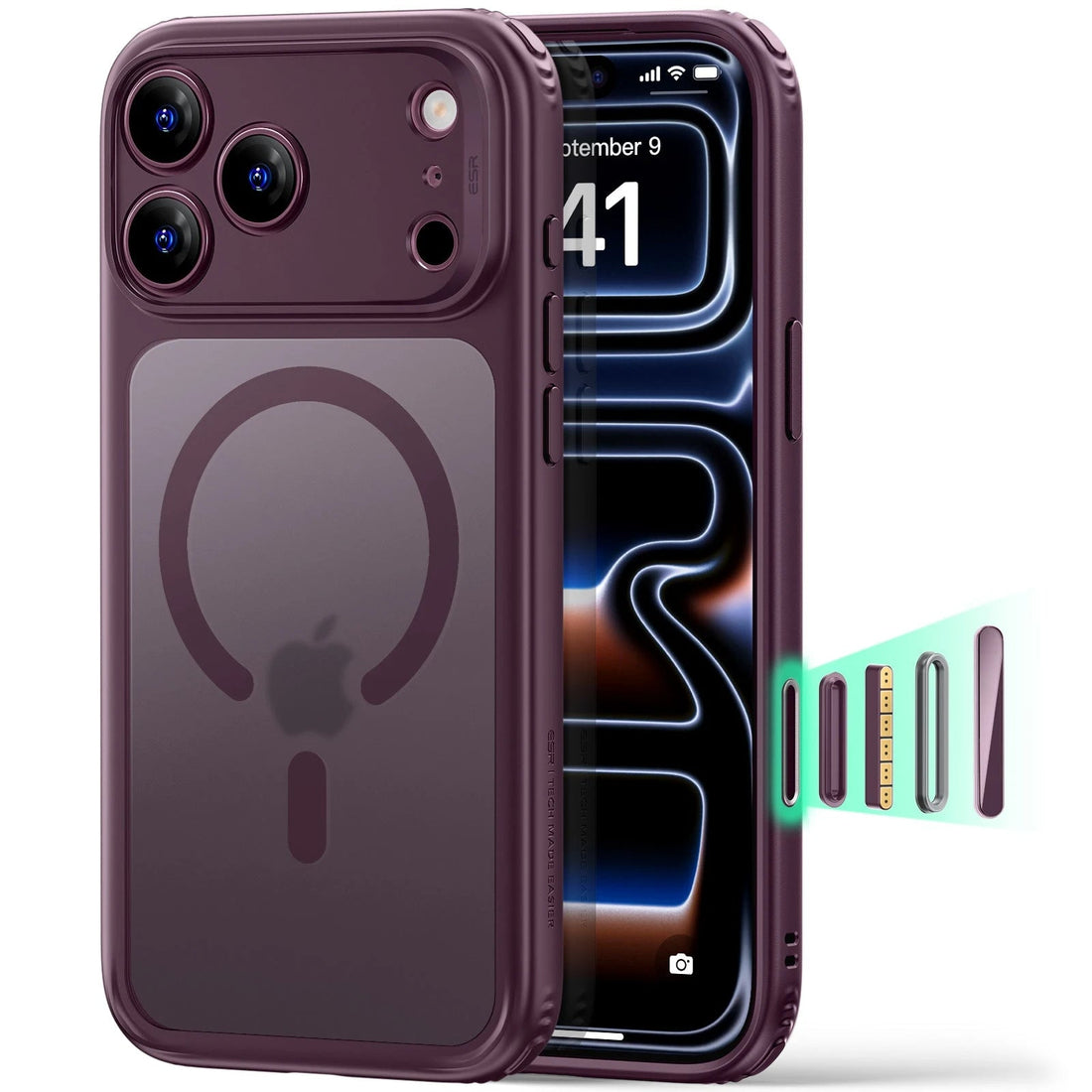 ESR Frosted Deep Burgundy iPhone 18 Pro Magsafe Slim Phone Case