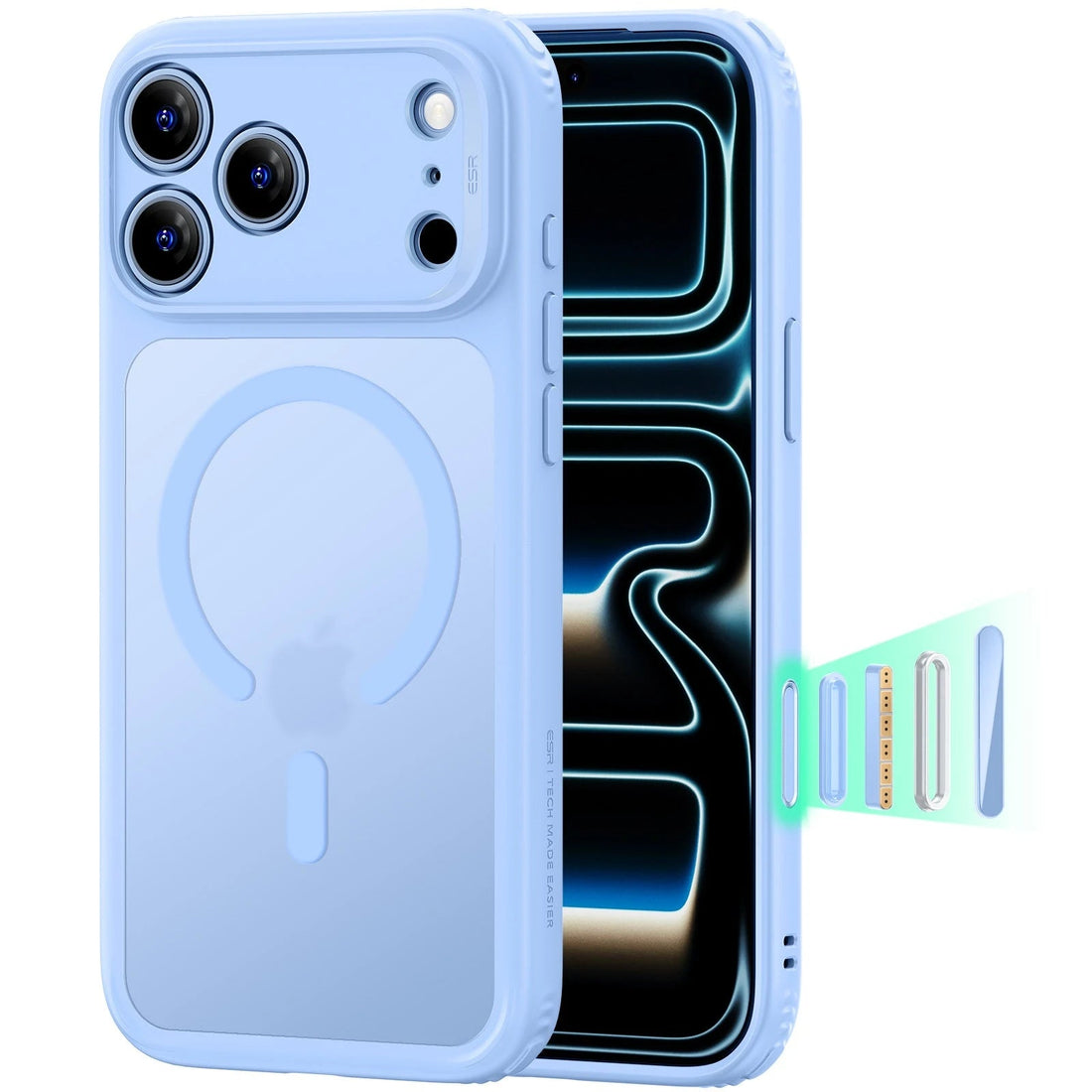 ESR Frosted Misty Blue iPhone 18 Pro Magsafe Slim Phone Case