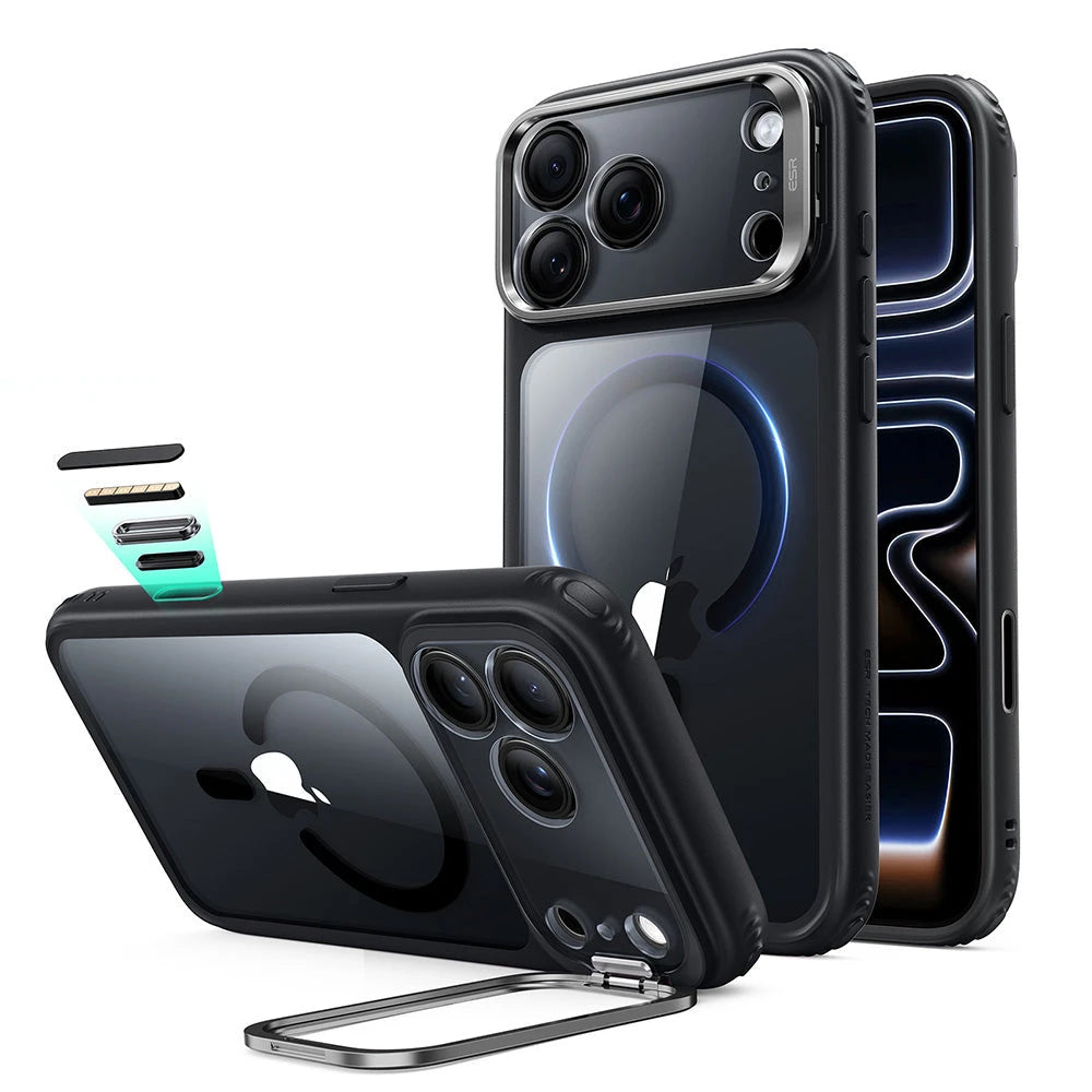 Clear Black iPhone 18 Pro Max Magsafe Slim Phone Case with Stand