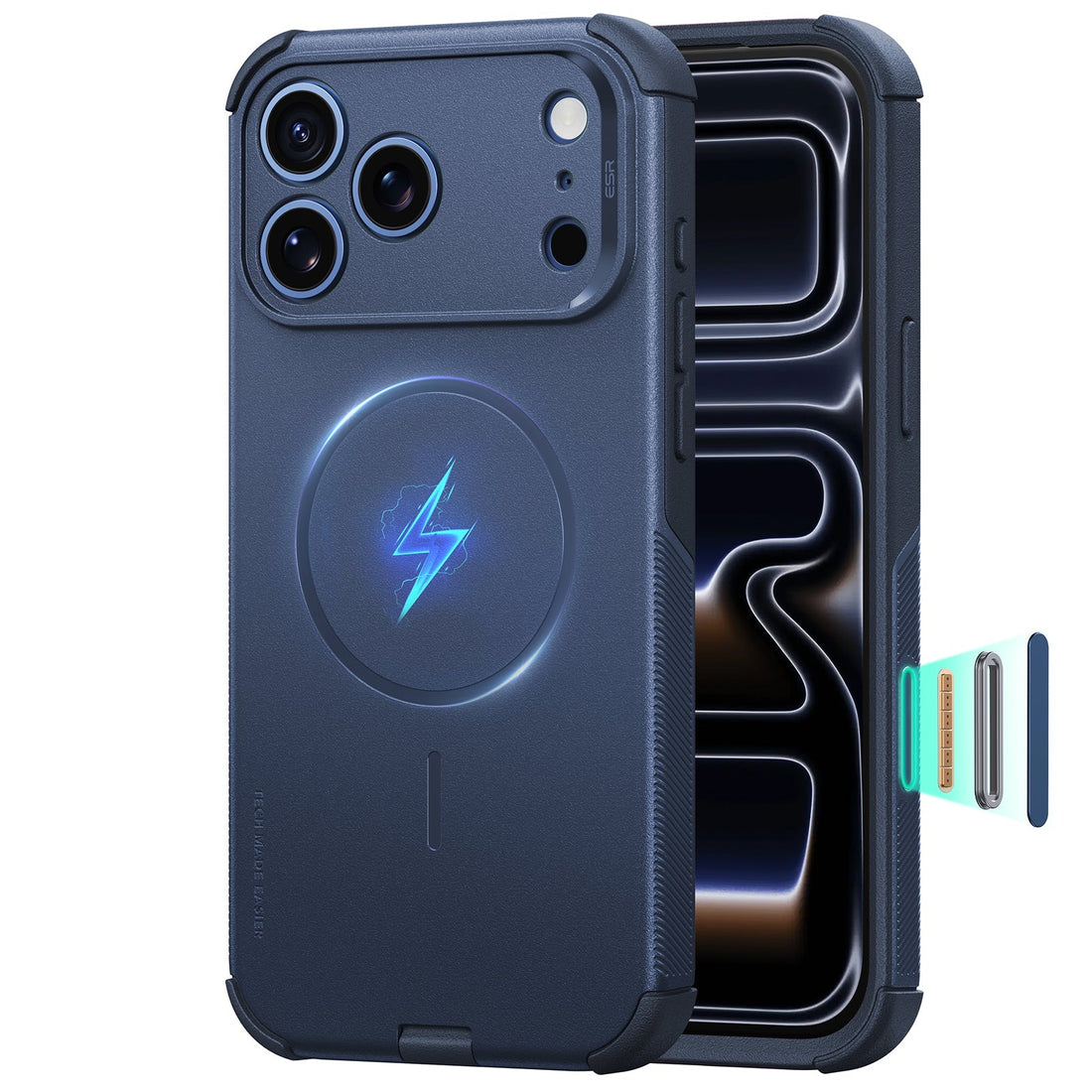 Navy Blue iPhone 18 Pro Case Tough Phone Case with Magsafe