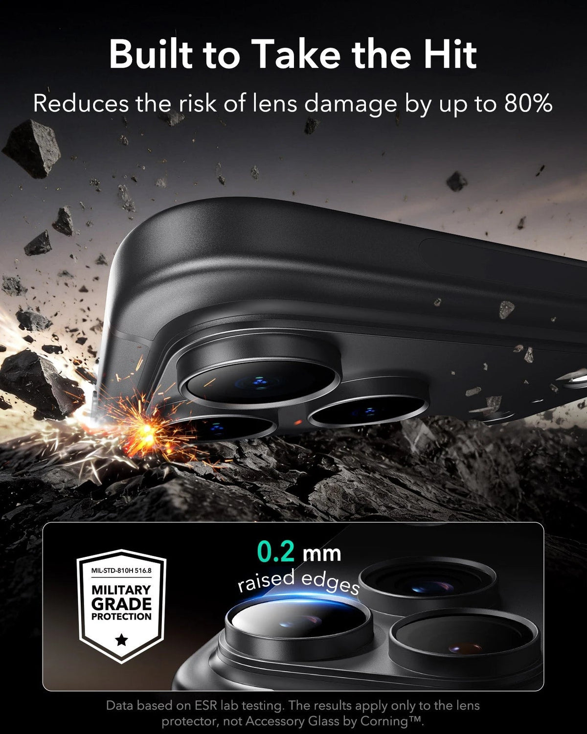 ESR Black iPhone 18 Pro Max Corning Glass Camera Lens Protector Built to Take the Hit