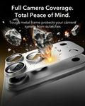 ESR Silver iPhone 18 Pro Max Corning Glass Camera Lens Protector Tough metal frame protects your camera system from scratches