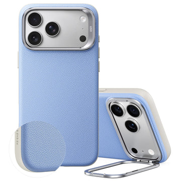 Misty Blue Vegan Leather iPhone 18 Pro Max Magsafe Case with Stand