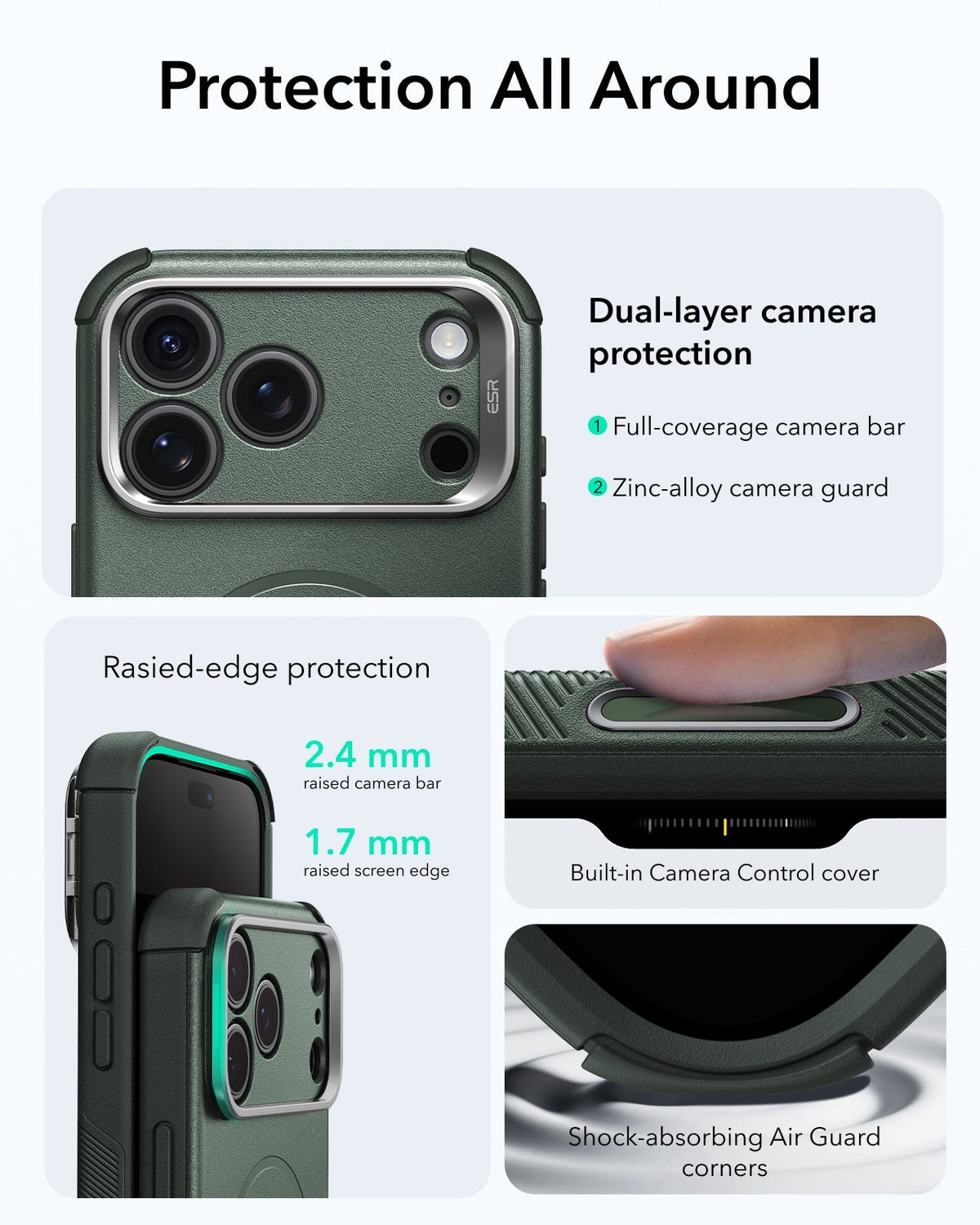 ESR Olive Green iPhone 18 Pro Max Tough Phone Case Magsafe with Stand Protection All Around