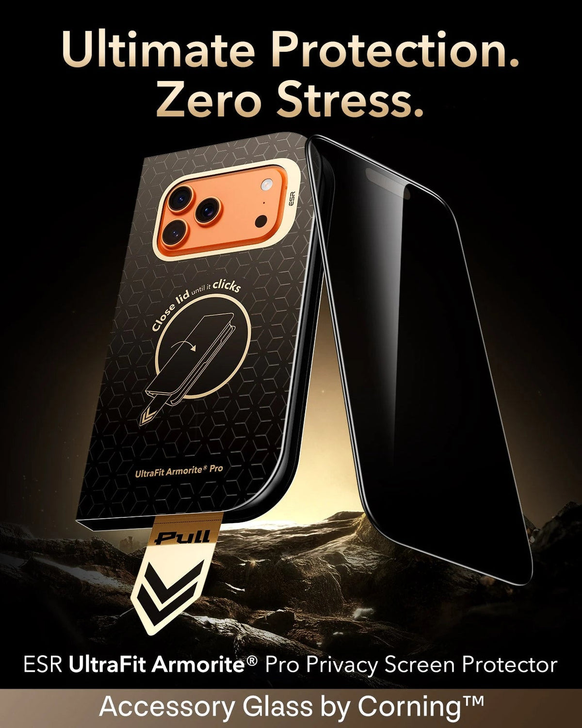 ESR iPhone 18 Pro Max Corning Glass Privacy Screen Protector Ultimate Protection.  Zero Stress.