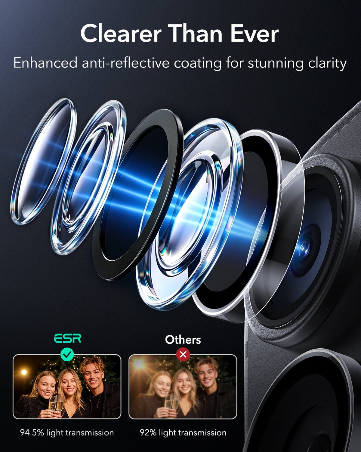 ESR Clear iPhone 18 Pro/Pro Max Armorite Camera Lens Protector Clearer Than Ever
