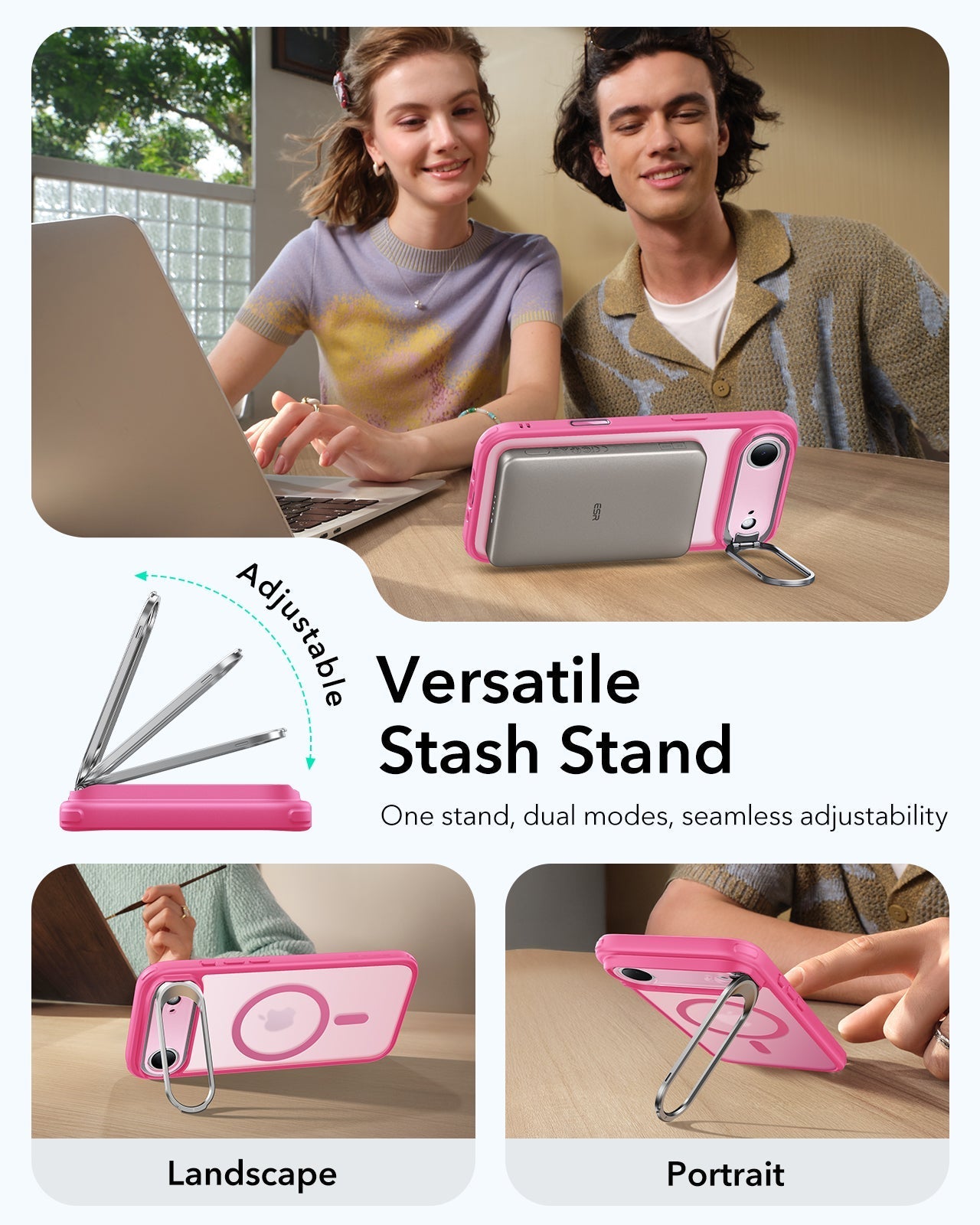iPhone 17 Air Classic Hybrid Magsafe Case Frosted Pink Versatile Stash Stand