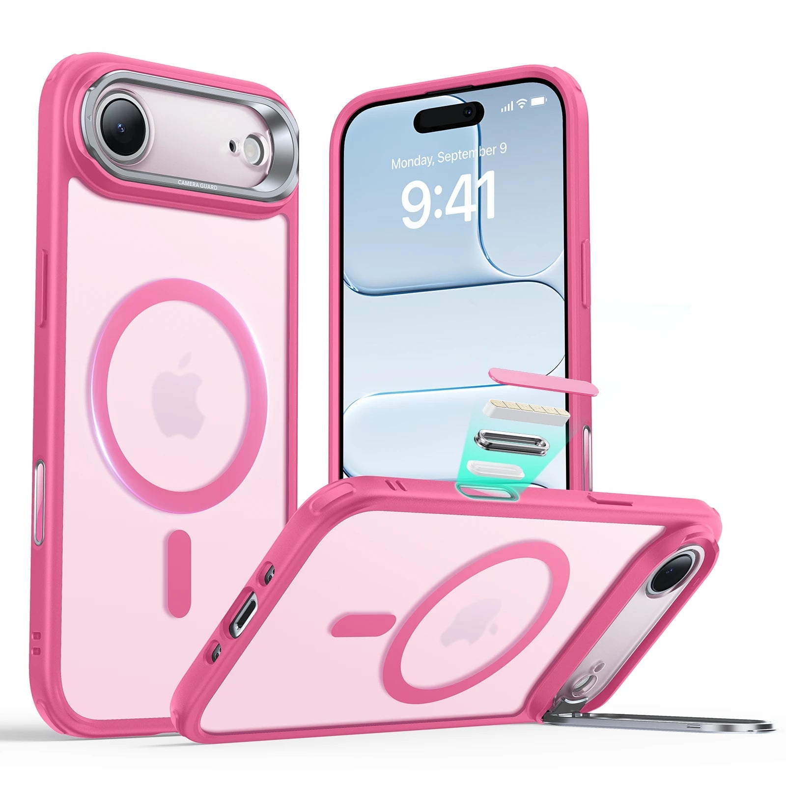 iPhone Air Classic Hybrid Magnetic Case (Camera Control, Stash Stand) - Frosted Pink ESR ESR