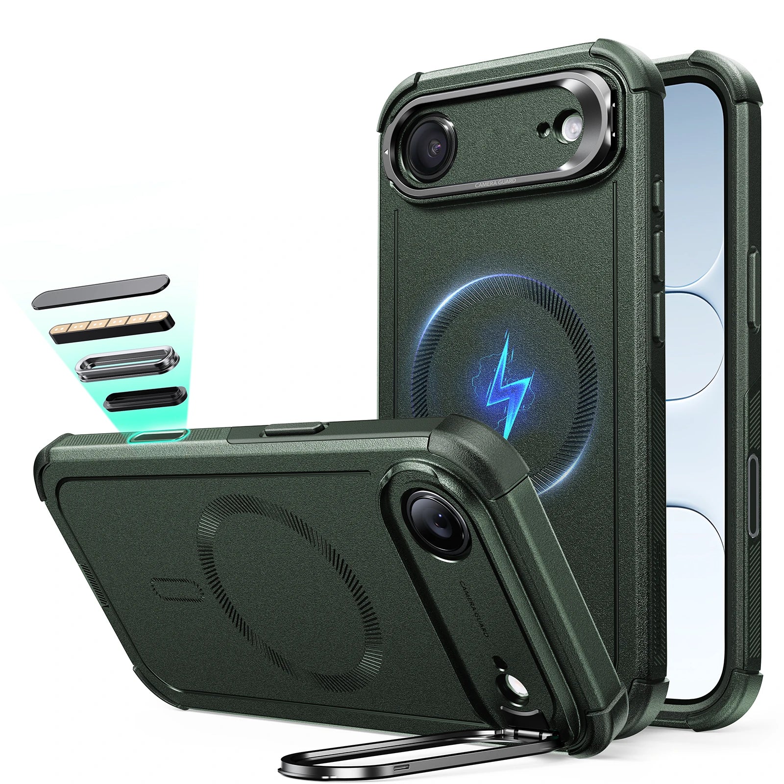 Green MagSafe iPhone Air Camera Control Case with Stand | ESR Cyber