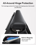 Black Vegan Leather iPhone Duo Magsafe Case with Stand All-Around Hinge Protection