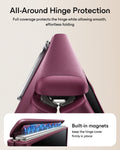 Deep Burgundy Vegan Leather iPhone Duo Magsafe Case with Stand All-Around Hinge Protection