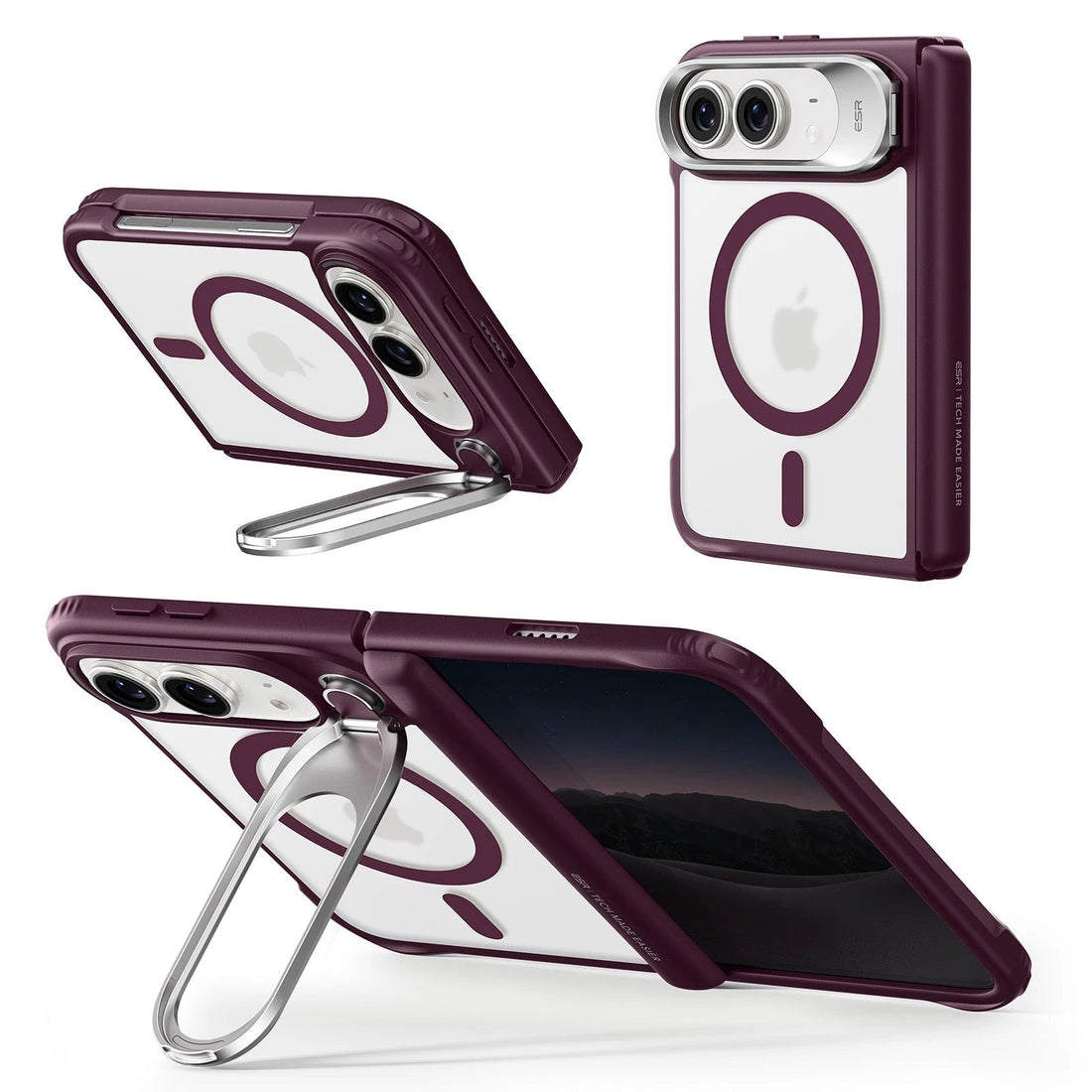 iPhone Duo Classic Hybrid Magnetic Case with Flex Stand - Frosted Deep Burgundy ESR ESR