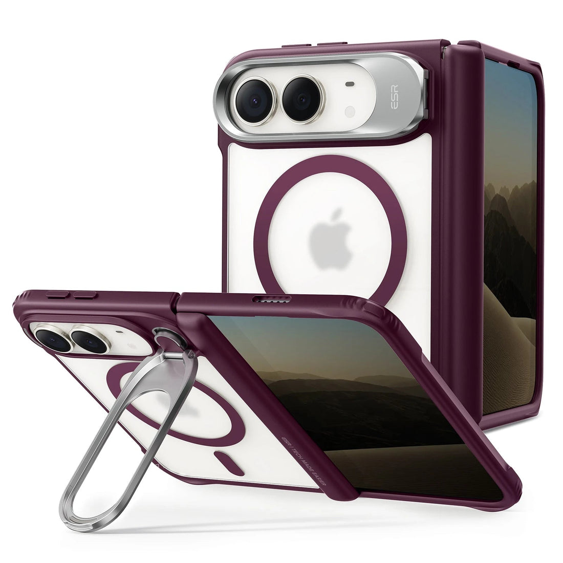 Frosted Burgundy iPhone 18 Pro Max Magsafe Slim Phone Case with Stand