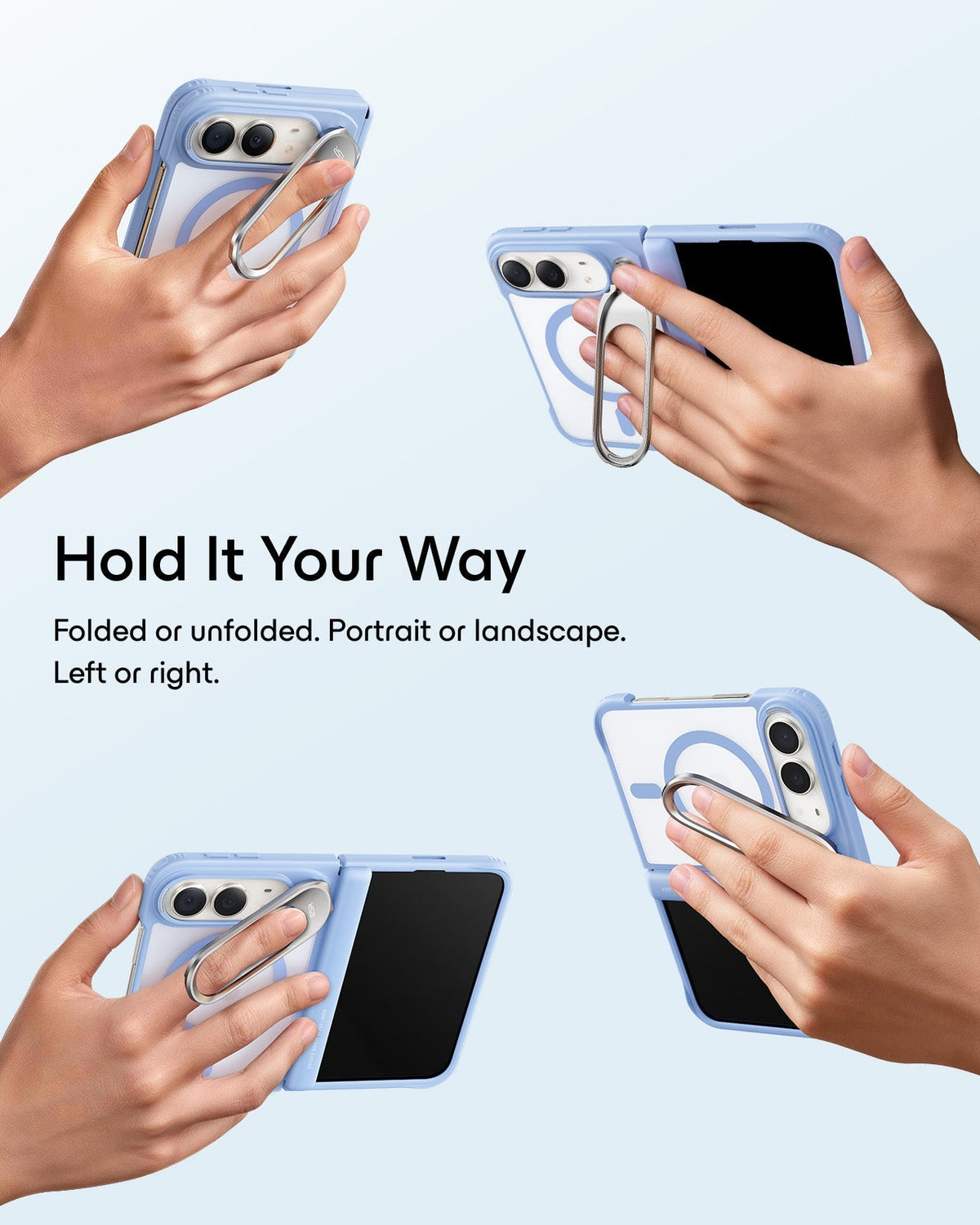 Frosted Misty Blue iPhone 18 Pro Max Magsafe Slim Phone Case with Stand Hold It Your Way