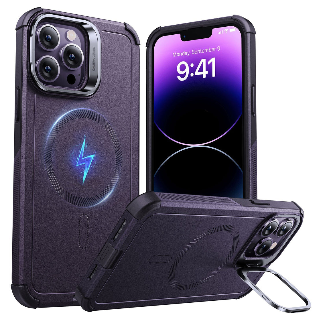 iPhone 14 Pro Cyber Tough Magnetic Case (Stash Stand) - Purple ESR ESR