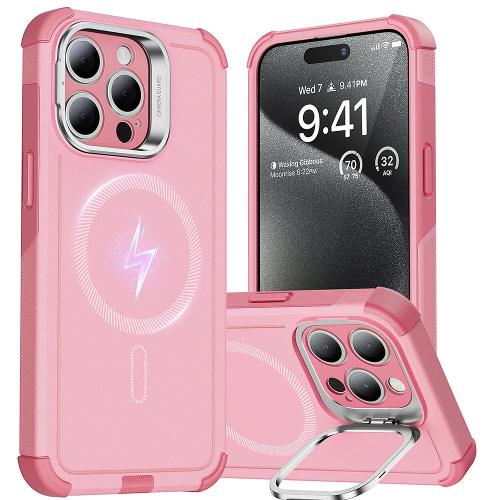 iPhone 15 Pro Max Cyber Tough Case with Stash Stand (HaloLock) - Pink ESR ESR