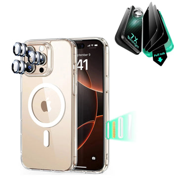 iPhone 16 Pro Classic Hybrid Magnetic Case (Camera Control) & Privacy Screen Protector Bundle - Clear ESR ESR