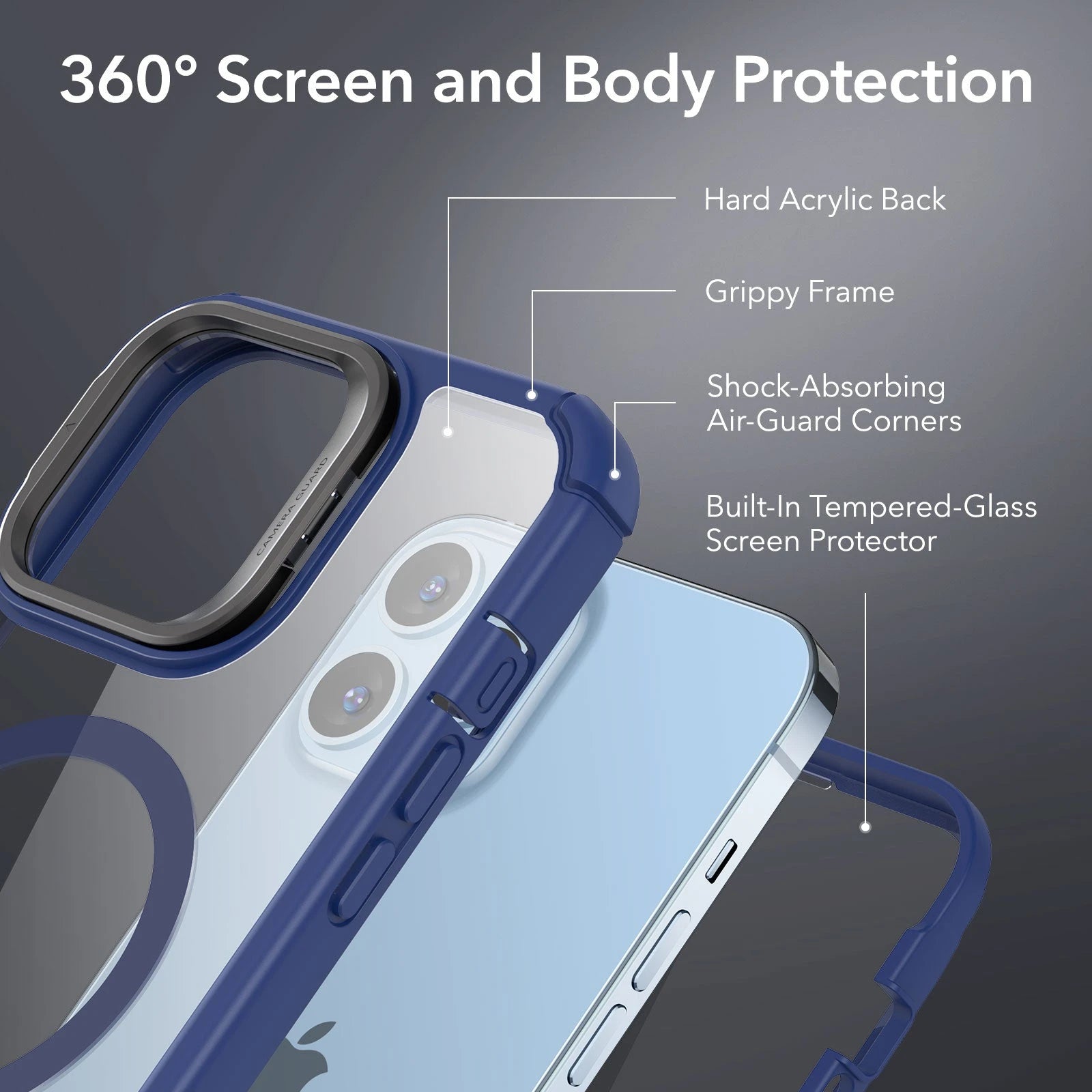 iPhone 13 Pro Max Armor Tough Case with Stash Stand (HaloLock) - Clear Blue ESR ESR