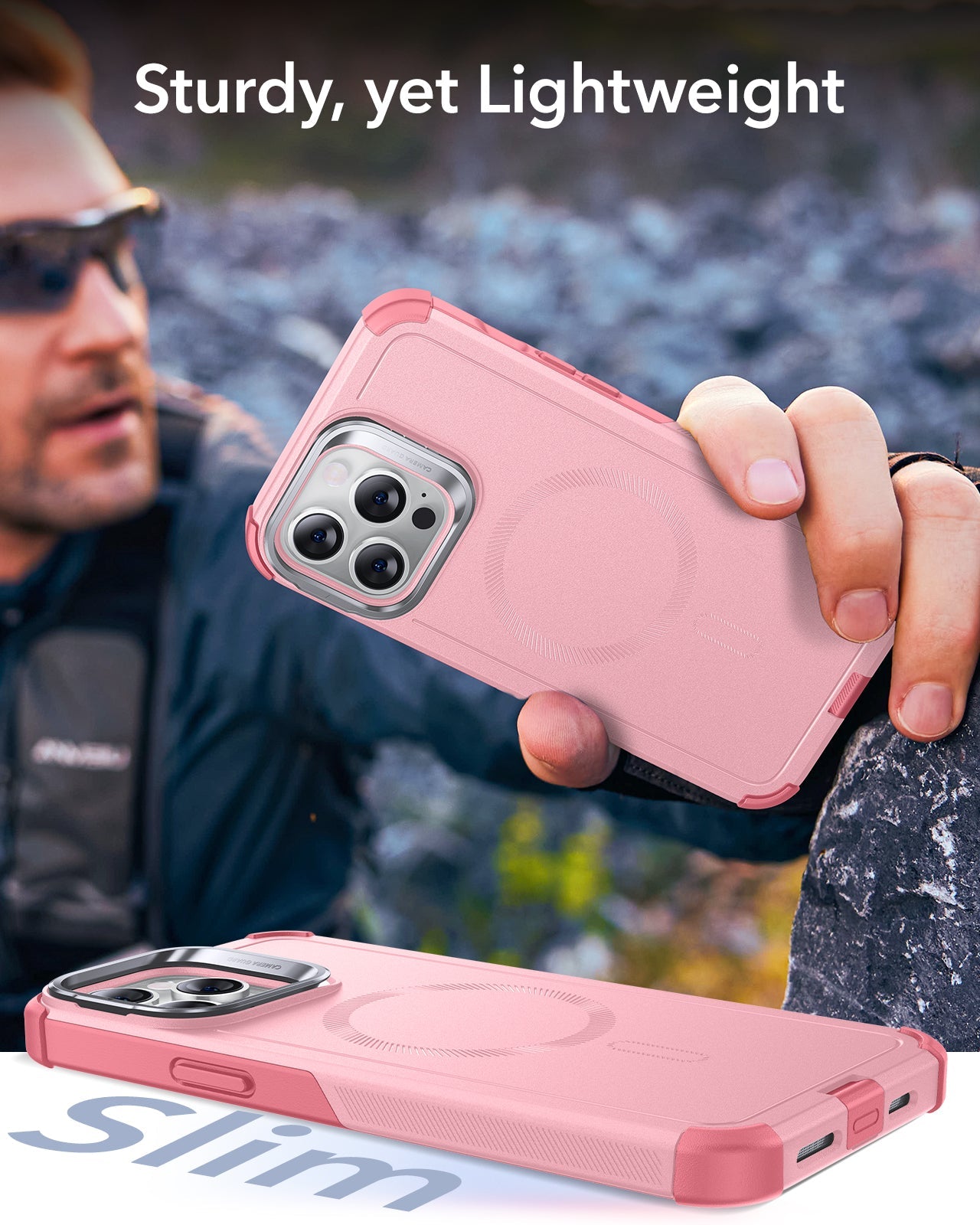 iPhone 13 Pro Max Cyber Tough Magnetic Case (Stash Stand) - Pink ESR ESR