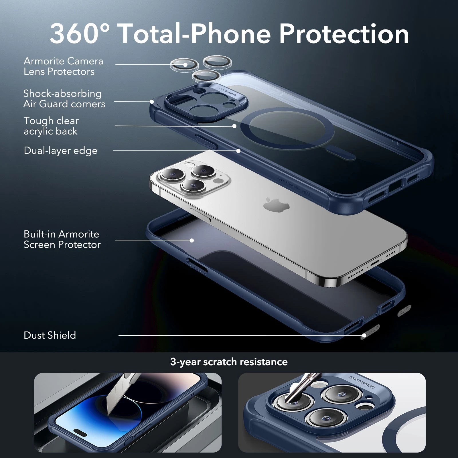 iPhone 14 Pro Max Armor Tough Case (HaloLock) - Clear Blue ESR ESR