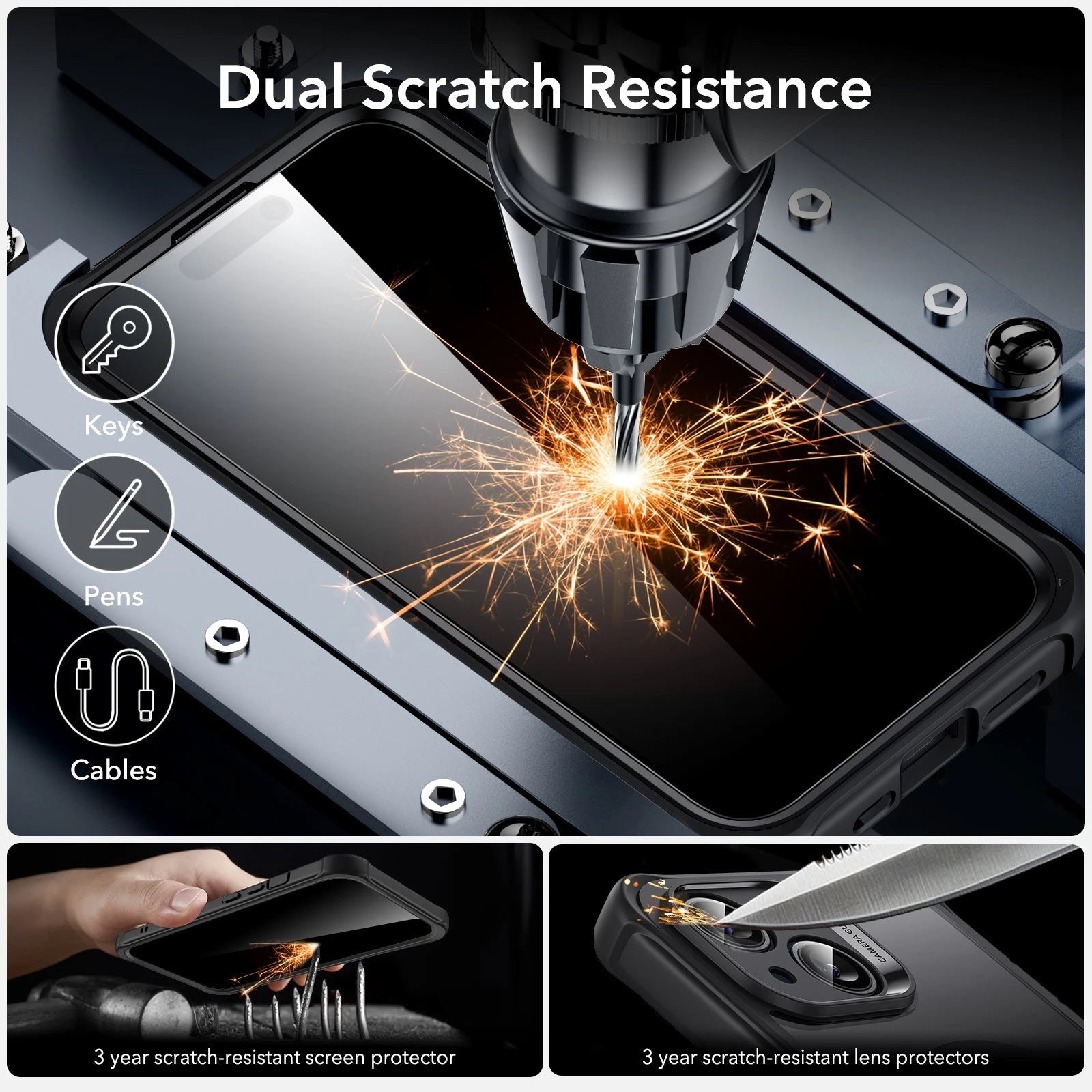 iPhone 15 Armor Tough Case (HaloLock) - Clear Black ESR