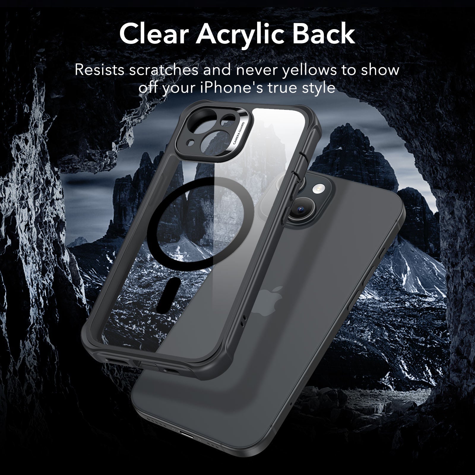 iPhone 15 Armor Tough Case (HaloLock) - Clear Black ESR