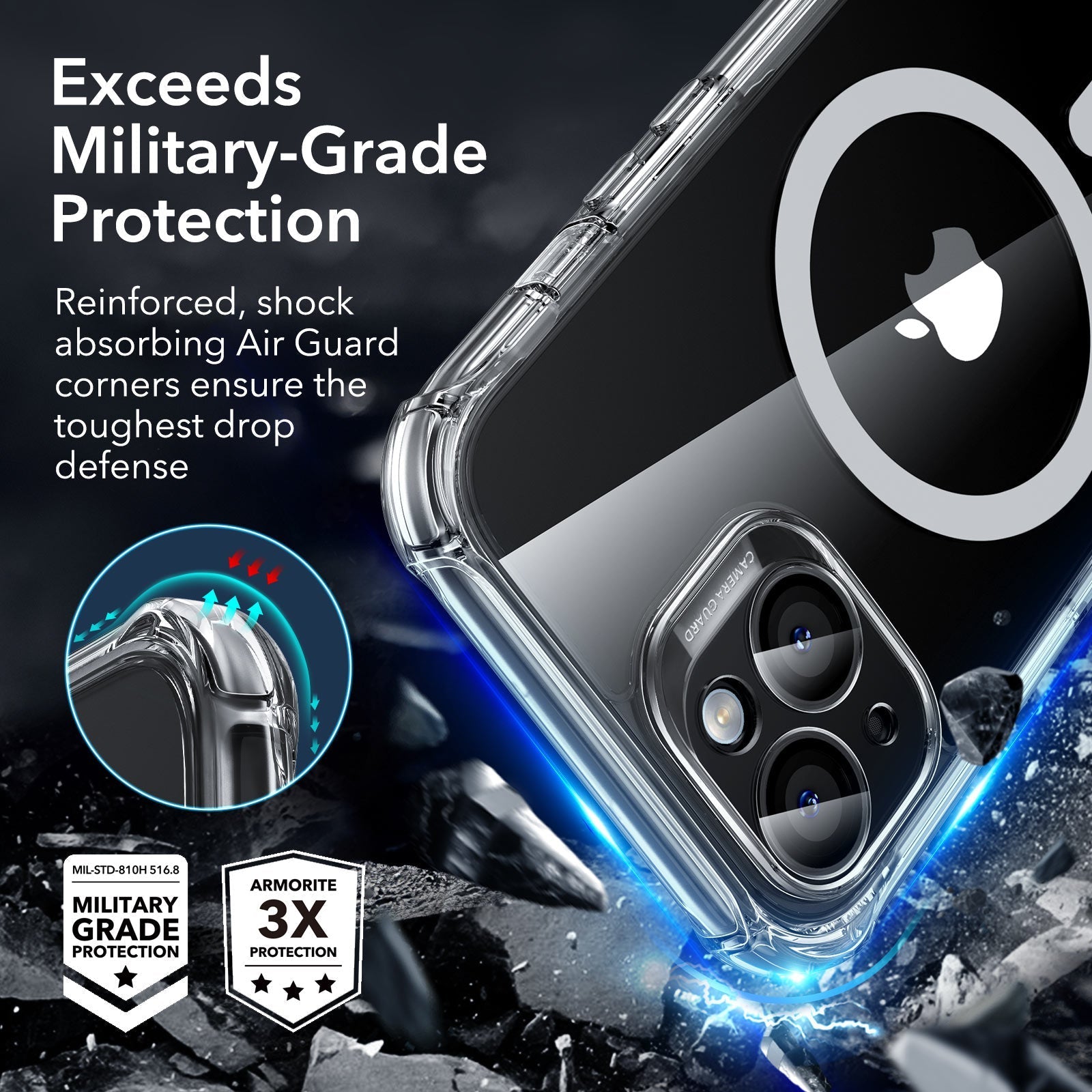 iPhone 15 Armor Tough Case (HaloLock) - Clear ESR