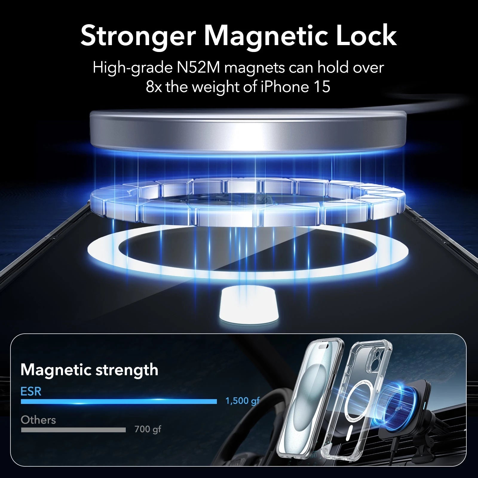 iPhone 15 Armor Tough Case (HaloLock) - Clear ESR