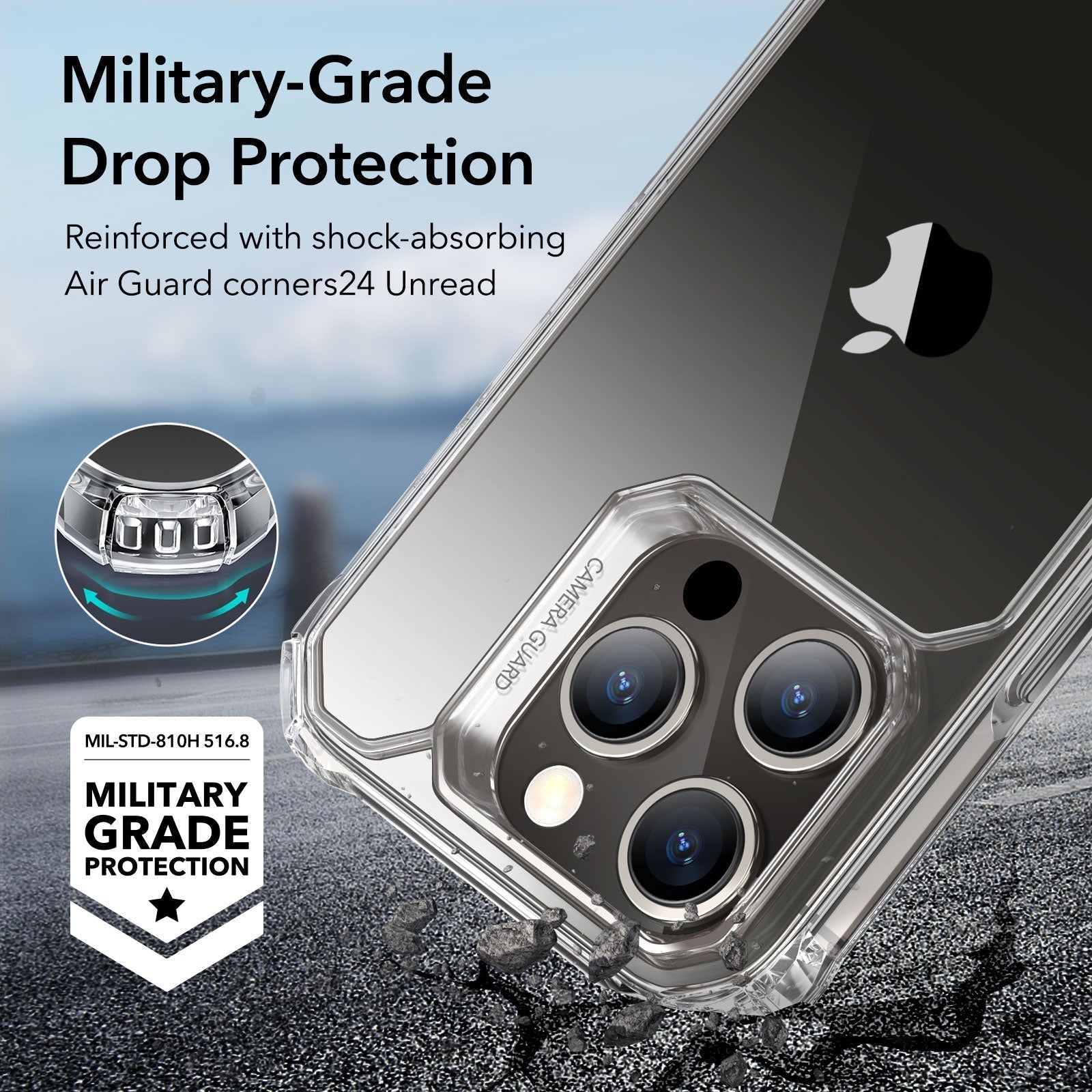 iPhone 15 Pro Air Armor Clear Case - Clear - ESR 