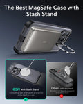 iPhone 15 Pro Max Cyber Tough Case with Stash Stand (HaloLock) - Gray ESR ESR