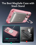 iPhone 15 Pro Max Cyber Tough Case with Stash Stand (HaloLock) - Pink ESR ESR