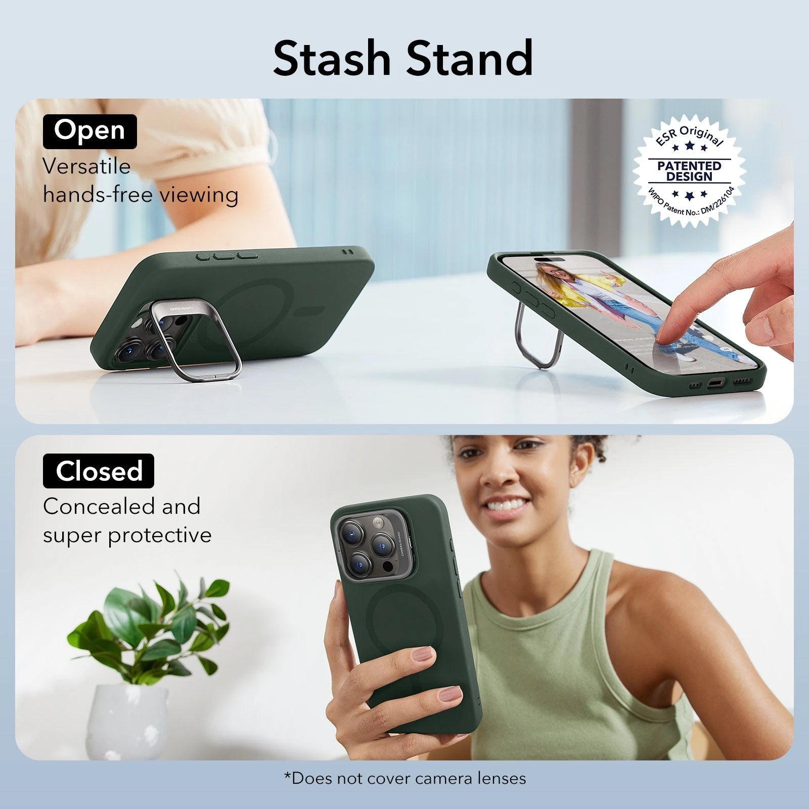 iPhone 15 Pro Max Cloud Soft Case with Stash Stand (HaloLock) - Green ESR ESR