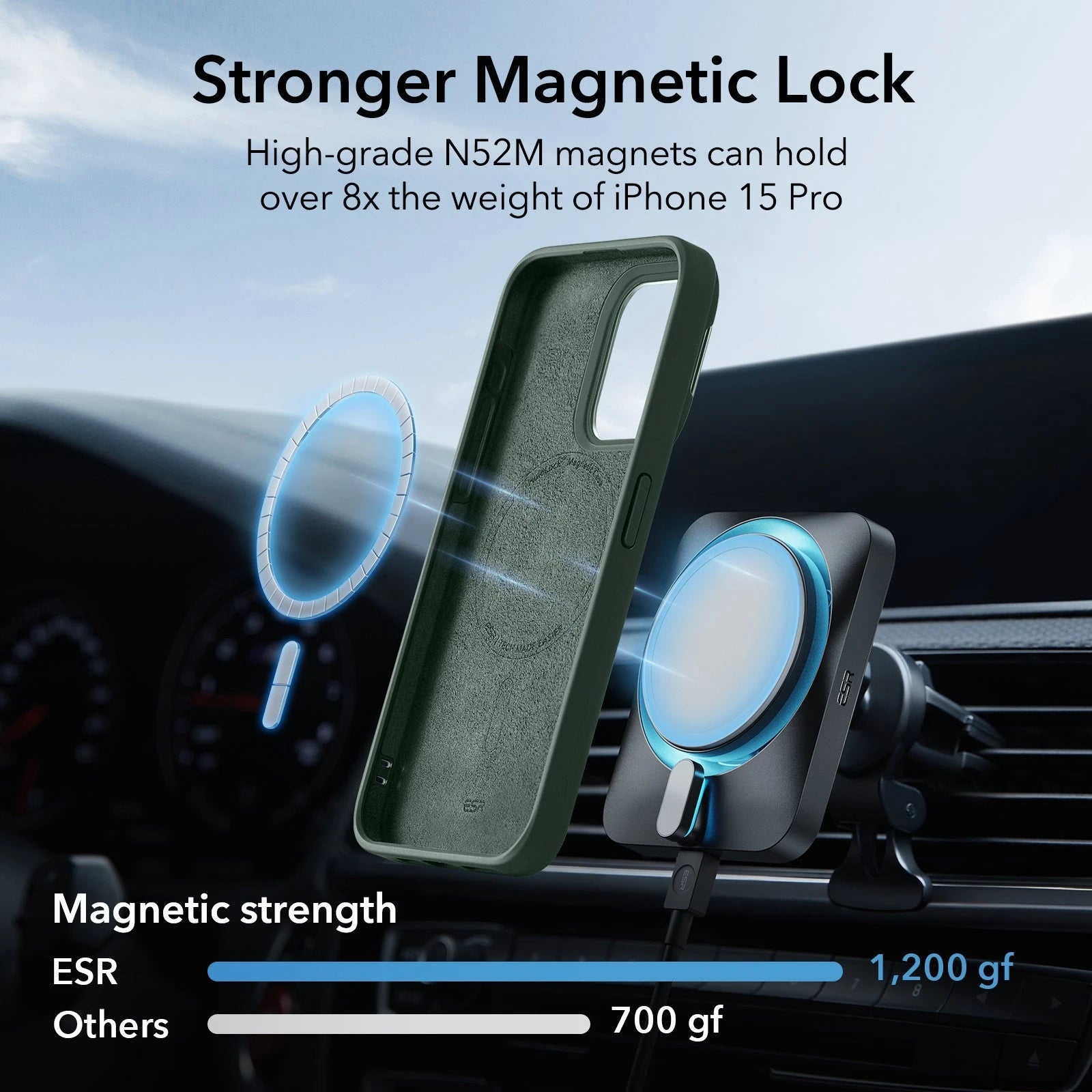 iPhone 15 Pro Max Cloud Soft Case with Stash Stand (HaloLock) - Green ESR ESR