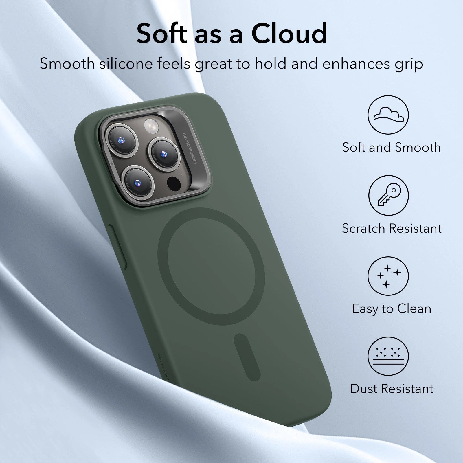 iPhone 15 Pro Max Cloud Soft Case with Stash Stand (HaloLock) - Green ESR ESR
