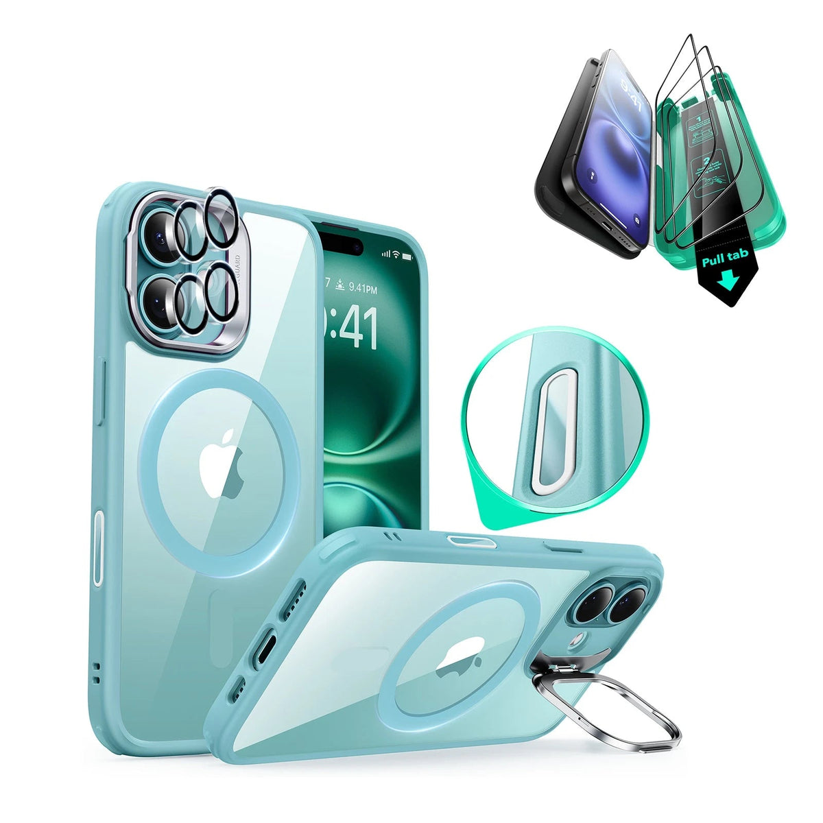 iPhone 16 Classic Hybrid Magnetic Case Protection Bundle Clear