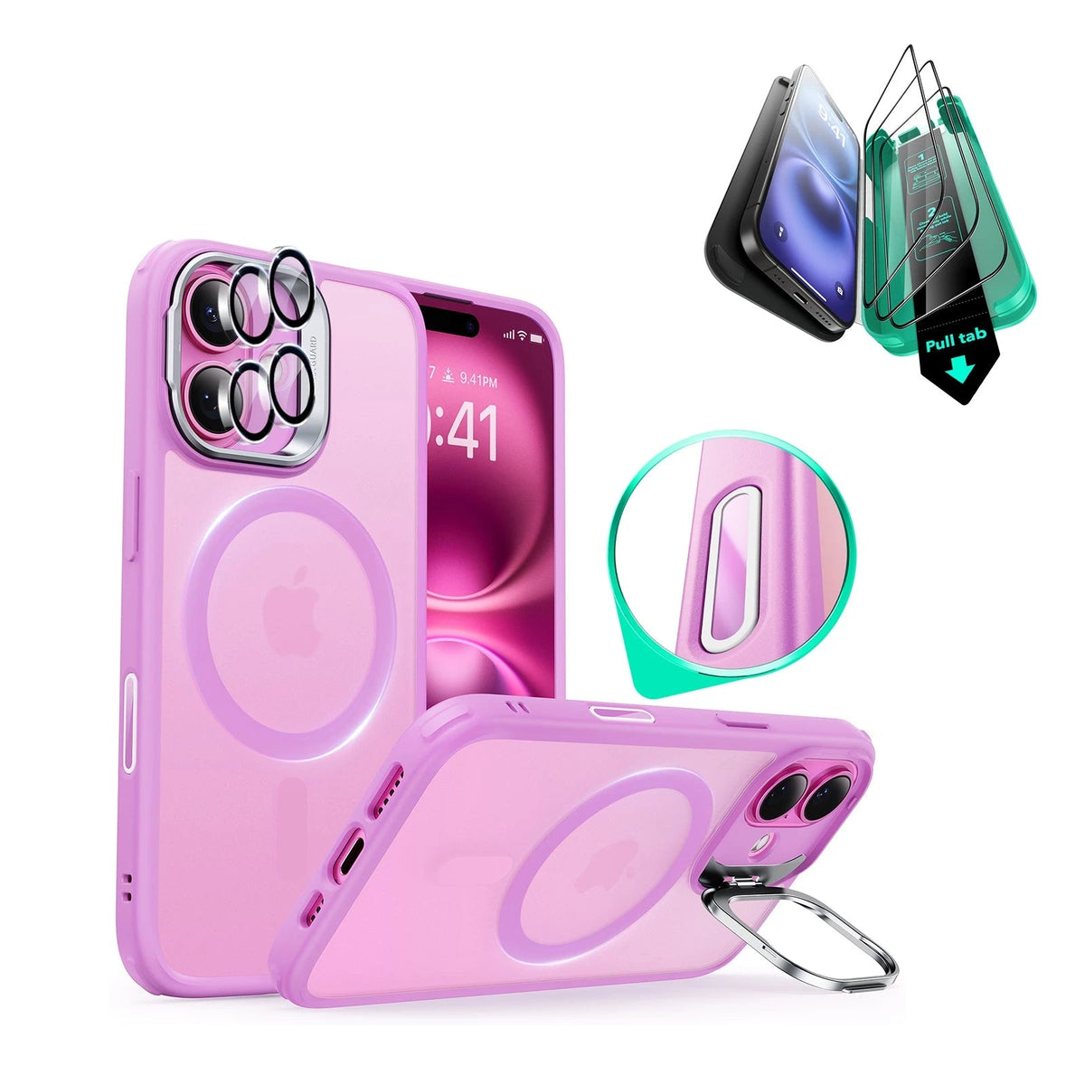 iPhone 16 Classic Hybrid Magnetic Case Protection Bundle Frosted