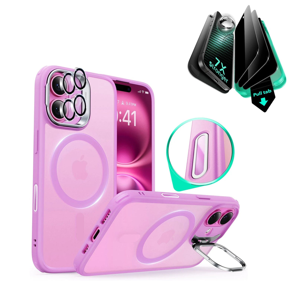 iPhone 16 Classic Hybrid Magnetic Case & Privacy Screen Protector Bundle Frosted