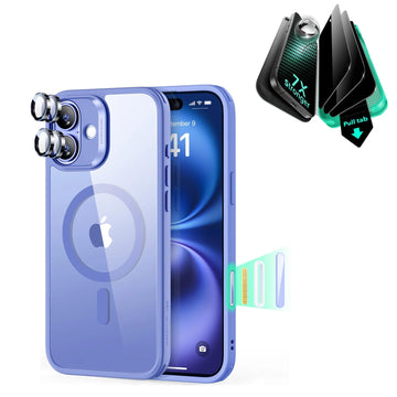 iPhone 16 Classic Hybrid Magnetic Case (Camera Control) & Privacy Screen Protector Bundle - Clear Blue ESR ESR