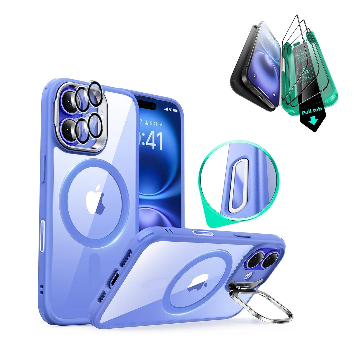 iPhone 16 Plus Classic Hybrid Magnetic Case Protection Bundle Clear
