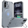 iPhone 16 Plus Cyber Tough Magnetic Case (Camera Control, Stash Stand) - Light Grey ESR ESR